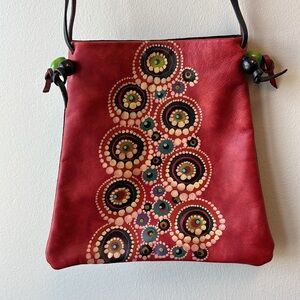 Crossbody Red painted purse Bag